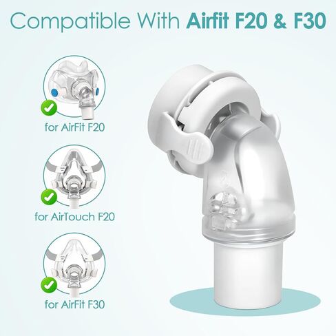 Replacement F20 Swivel Elbow Connector for AirFit F20 F30 & Airtouch F20 F30 Series, 22mm QuietAir Quick-Release Elbow CPAP Supplies(2 Packs) in Kuwait