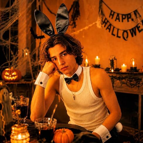 Black Bunny Ears Headband for Adults – Rabbit Ears Headband Costume Set with Bow Tie Cuffs & Tail for Easter Halloween Women Men 15+ (Bunny, Black) in Saudi Arabia