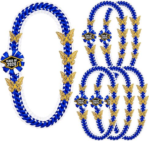 eygeufg Graduation Lei 2026, Class of 2026 Ribbon Lei Necklace with Butterfly Accents or Candy Lei Kit, Graduation Leis for Women Men, High School College Grad Ceremony Photos Party Gift Accessories in Saudi Arabia