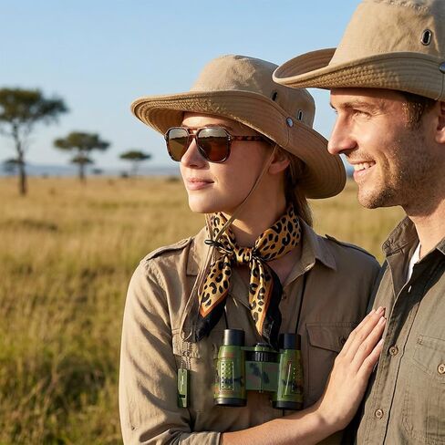 5 PCS Women Safari Costume, Zoo Keeper Costume Adult Includes Safari Hat Outfit Accessories, Leopard Print Scarf, Binoculars, Light-Proof Glasses for Halloween Cosplay in Saudi Arabia