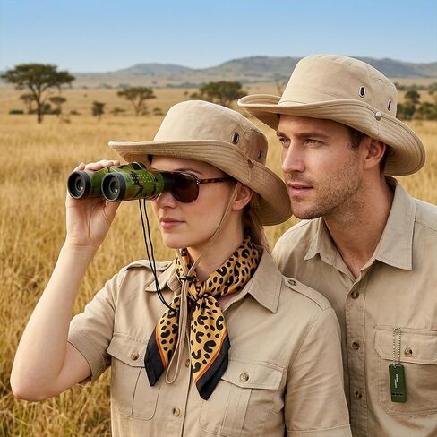 5 PCS Women Safari Costume, Zoo Keeper Costume Adult Includes Safari Hat Outfit Accessories, Leopard Print Scarf, Binoculars, Light-Proof Glasses for Halloween Cosplay in Saudi Arabia