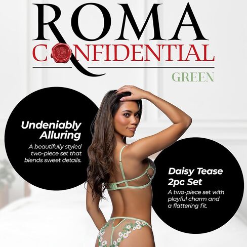 Sexy Bra and Panty Sets for Women Roma Daisy Tease Green Embroidered Floral Lace Lingerie Set Underwire Bra Sheer Panties in Saudi Arabia