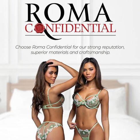 Sexy Bra and Panty Sets for Women Roma Daisy Tease Green Embroidered Floral Lace Lingerie Set Underwire Bra Sheer Panties in Saudi Arabia