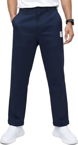 Men’s Slim Fit Chino Pants, Wrinkle-Resistant, Lightweight, Stretch Casual Tapered Trousers in Kuwait