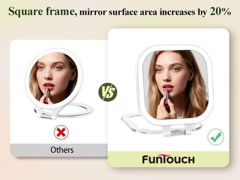 FUNTOUCH 7" Travel Makeup Mirror 30X Magnification,Rechargeable Double Sided Lighted Portable Vanity Mirror with Lights, 3 Color Lights & Adjustable Brightness, 300°Rotation, Gift for Women,White in Saudi Arabia