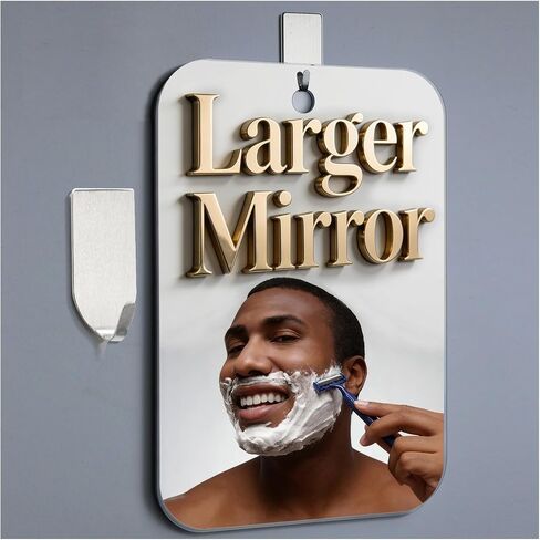 Shatterproof Shower Mirror Fogless for Shaving,(Larger 11x8 Inch) Anti Fog Shaving Mirror Holder NO-Drilling, No Fog Free Waterproof,Small Wall Mounted Bathroom Accessories Camping Hanging Men in Saudi Arabia