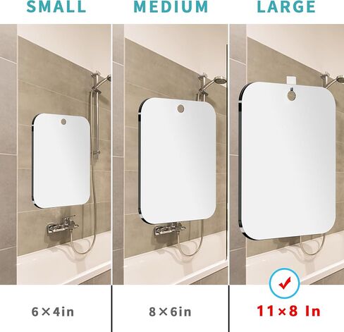 Shatterproof Shower Mirror Fogless for Shaving,(Larger 11x8 Inch) Anti Fog Shaving Mirror Holder NO-Drilling, No Fog Free Waterproof,Small Wall Mounted Bathroom Accessories Camping Hanging Men in Saudi Arabia