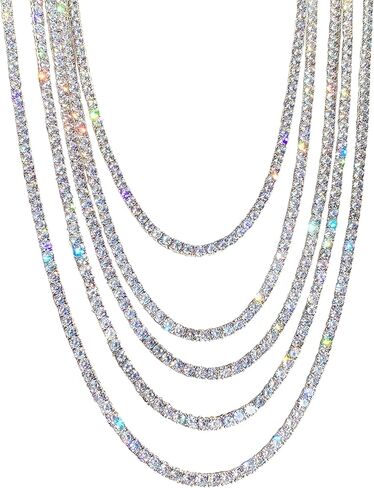 Gem's Beauty Moissanite Tennis Necklace 3mm-5mm 925 Silver D Color Round Cut Moissanite Necklace For Women Men Handmade Gifts Anniversary Birthday in Saudi Arabia