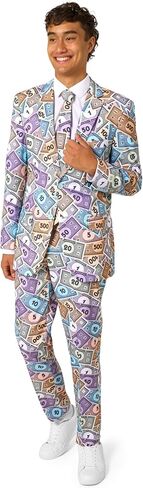 Opposuits Men’s 3-Piece Slim Fit Suit Set - Officially Licensed Monopoly Party Outfit - Blazer, Pants & Tie in Saudi Arabia