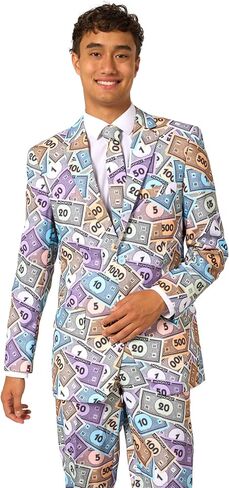 Opposuits Men’s 3-Piece Slim Fit Suit Set - Officially Licensed Monopoly Party Outfit - Blazer, Pants & Tie in Saudi Arabia