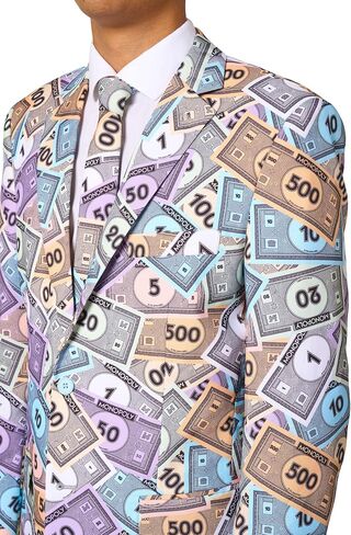 Opposuits Men’s 3-Piece Slim Fit Suit Set - Officially Licensed Monopoly Party Outfit - Blazer, Pants & Tie in Saudi Arabia