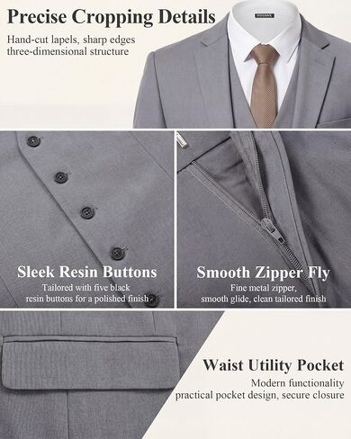 Hihawk Men's Suit 3 Piece Slim Fit One Button Blazer Jacket Vest and Pants, Tuxedo Set for Party Wedding Business in Saudi Arabia