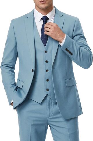 Hihawk Men's Suit 3 Piece Slim Fit One Button Blazer Jacket Vest and Pants, Tuxedo Set for Party Wedding Business in Saudi Arabia