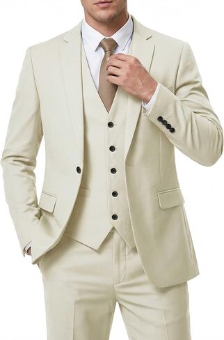 Hihawk Men's Suit 3 Piece Slim Fit One Button Blazer Jacket Vest and Pants, Tuxedo Set for Party Wedding Business in Saudi Arabia