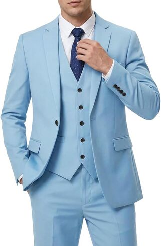 Hihawk Men's Suit 3 Piece Slim Fit One Button Blazer Jacket Vest and Pants, Tuxedo Set for Party Wedding Business in Saudi Arabia