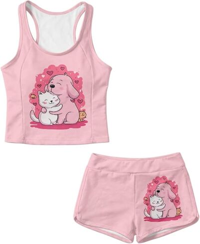 Upetstory Girls Summer Swimsuit Racerback Tops and Shorts in Kuwait