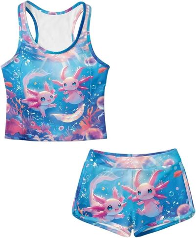 Upetstory Girls Summer Swimsuit Racerback Tops and Shorts in Kuwait