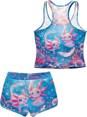 Upetstory Girls Summer Swimsuit Racerback Tops and Shorts in Kuwait
