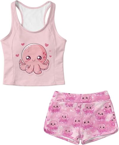 Upetstory Girls Summer Swimsuit Racerback Tops and Shorts in Kuwait