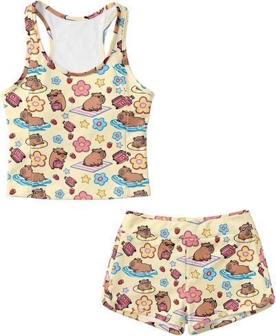 Upetstory Girls Summer Swimsuit Racerback Tops and Shorts in Kuwait