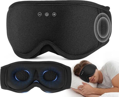 MUSICOZY Sleep Mask with Bluetooth Headphones, 3D Wireless Sleeping Eye Masks, Bluetooth Eye Masks 14-Hour Playtime, Ultra-Soft Breathable, Perfect for Side Sleepers, Women Men(Classic Black) in Kuwait