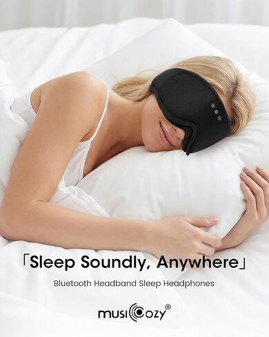 MUSICOZY Sleep Mask with Bluetooth Headphones, 3D Wireless Sleeping Eye Masks, Bluetooth Eye Masks 14-Hour Playtime, Ultra-Soft Breathable, Perfect for Side Sleepers, Women Men(Classic Black) in Kuwait