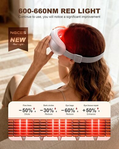 Eye Massager with Heat and Cooling, Red Light for Eyes 4 Modes Smart Sleep Mask for Relax Eye Strain, Daily Eye Spa, Improve Sleep Holiday Birthday Gifts for Women Men, Portable Travel Mask in Saudi Arabia