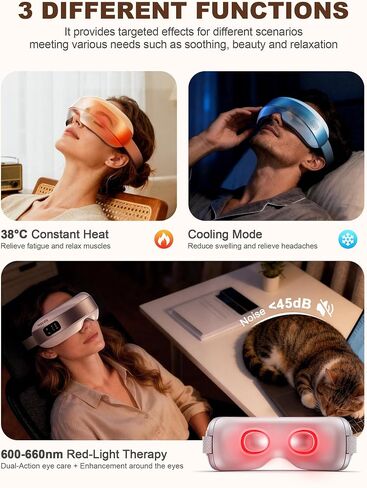 Eye Massager with Heat and Cooling, Red Light for Eyes 4 Modes Smart Sleep Mask for Relax Eye Strain, Daily Eye Spa, Improve Sleep Holiday Birthday Gifts for Women Men, Portable Travel Mask in Saudi Arabia
