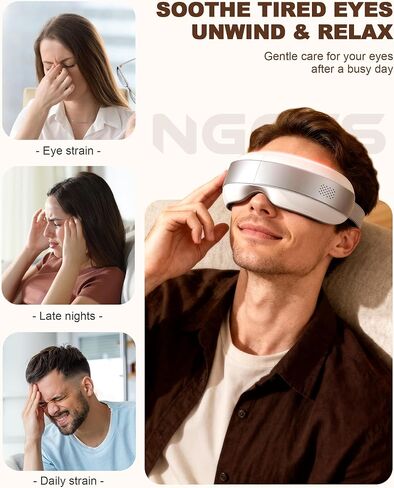 Eye Massager with Heat and Cooling, Red Light for Eyes 4 Modes Smart Sleep Mask for Relax Eye Strain, Daily Eye Spa, Improve Sleep Holiday Birthday Gifts for Women Men, Portable Travel Mask in Saudi Arabia