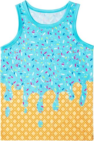 Boys Tank Tops Size 5-12 Ice Cream Sleeveless Shirts Athletic Graphic Novelty Baseball Printed Dry Fit Shirts for Girls Kids in Kuwait