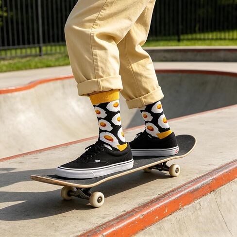 Men's Funny Novelty Crew Socks - 12 Pack Colorful Food Pattern Cotton Socks for Men, Fun Casual Dress Socks in Saudi Arabia