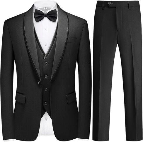 Tuxedo Suits for Men 3 Piece Mens Suit Shawl Lapel One Button Formal Set Jacket Pants for Wedding Business in Saudi Arabia