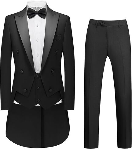 Rogers & Morris Men Tuxedo 4 Pieces Set Tailcoat Mess Jacket Style Serie Solid Black Formal Wedding Suit in Saudi Arabia