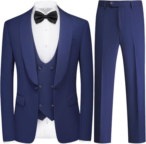 Tuxedo Suits for Men Solid 3 Piece Regular Fit Set for Wedding Shawl Lapels One Button Jacket Double Breasted Vest Pants Set in Saudi Arabia
