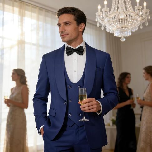 Tuxedo Suits for Men Solid 3 Piece Regular Fit Set for Wedding Shawl Lapels One Button Jacket Double Breasted Vest Pants Set in Saudi Arabia
