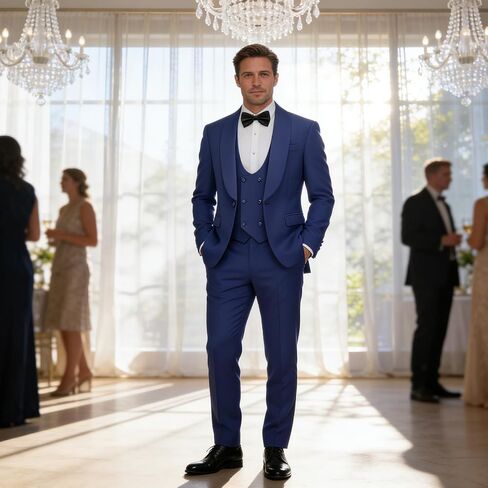 Tuxedo Suits for Men Solid 3 Piece Regular Fit Set for Wedding Shawl Lapels One Button Jacket Double Breasted Vest Pants Set in Saudi Arabia