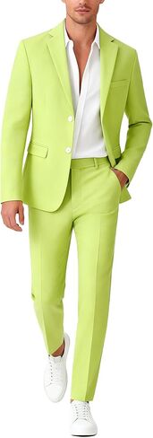 UNINUKOO Linen Suit for Men Dress Casual Summer 2 Piece Set Mens Slim Fit Vacation Beach Outfits for Wedding Prom Groomsmen in Kuwait
