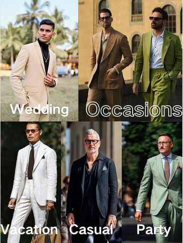 UNINUKOO Linen Suit for Men Dress Casual Summer 2 Piece Set Mens Slim Fit Vacation Beach Outfits for Wedding Prom Groomsmen in Saudi Arabia