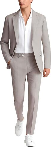 UNINUKOO Linen Suit for Men Dress Casual Summer 2 Piece Set Mens Slim Fit Vacation Beach Outfits for Wedding Prom Groomsmen in Saudi Arabia