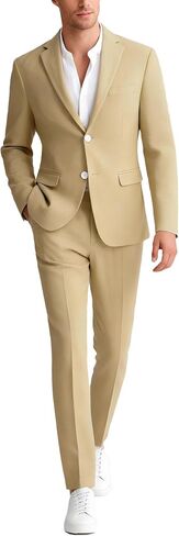 UNINUKOO Linen Suit for Men Dress Casual Summer 2 Piece Set Mens Slim Fit Vacation Beach Outfits for Wedding Prom Groomsmen in Saudi Arabia