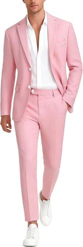 UNINUKOO Linen Suit for Men Dress Casual Summer 2 Piece Set Mens Slim Fit Vacation Beach Outfits for Wedding Prom Groomsmen in Saudi Arabia