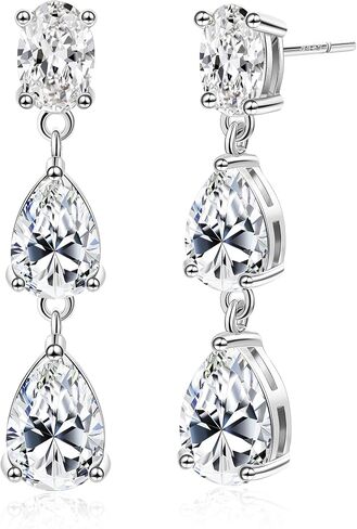 Drop Dangle Earrings for Women 14K Gold Plated Cubic Zircon Teardrop Wedding Earrings 925 Sterling Silver Post Dainty Dangling Bridesmaid Bridal Earring Jewelry Gifts for Prom Formal in Saudi Arabia