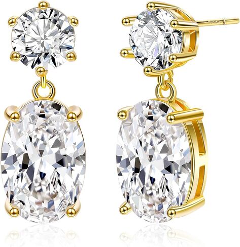 Drop Dangle Earrings for Women 14K Gold Plated Cubic Zircon Teardrop Wedding Earrings 925 Sterling Silver Post Dainty Dangling Bridesmaid Bridal Earring Jewelry Gifts for Prom Formal in Saudi Arabia