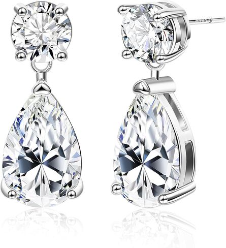 Drop Dangle Earrings for Women 14K Gold Plated Cubic Zircon Teardrop Wedding Earrings 925 Sterling Silver Post Dainty Dangling Bridesmaid Bridal Earring Jewelry Gifts for Prom Formal in Saudi Arabia
