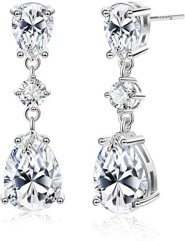Drop Dangle Earrings for Women 14K Gold Plated Cubic Zircon Teardrop Wedding Earrings 925 Sterling Silver Post Dainty Dangling Bridesmaid Bridal Earring Jewelry Gifts for Prom Formal in Saudi Arabia