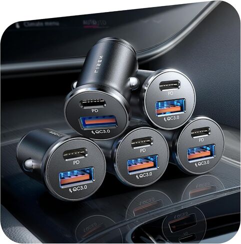 LISEN 2-Pack USB C Car Charger Adapter Fast Charge, 48W All Metal Cigarette Lighter USB Charger Smallest Flush Fit Car Charger USB C for iPhone 14 Pro Max 13 12 Galaxy S23/22 Pixel iPad Orange in Kuwait