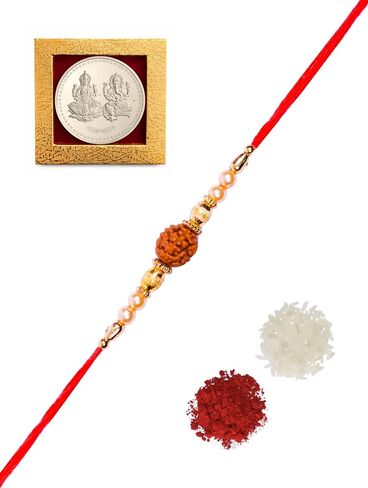 Rakhi/Rakhi for Brother/Rudraksha Rakhi/Send rakhi to USA/Rakhi for Brother with Gift Set/Rakhi Bracelet/rakhi for brother and bhabhi/Rakhi Set of 2 in Kuwait