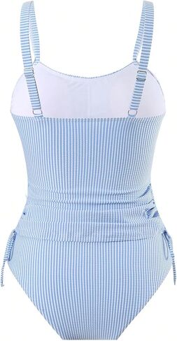 Sexybody Womens Tankini Swimsuits Striped Tummy Control Two Piece Bathing Suit High Waisted Bikini Set Drawstring Swim Suits in Saudi Arabia