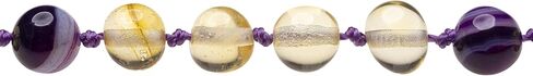 AmberSky Genuine Amber Necklace From Baltic Sea Made With Polished Lemon and Violet Agate 38 cm (15 inches) Yellow in Saudi Arabia