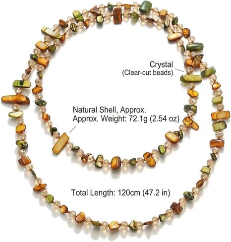 Colorful Irregular Beaded Long Necklace for Women Boho Handmade Shell & Glass Bead Choker Vintage Chunky Layered Necklace Summer Beach Vacation Jewelry for Daily Wear Gifts in Saudi Arabia